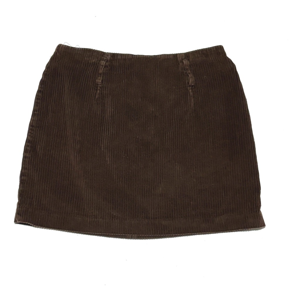Express Corduroy Mini Skirt Womens 5/6 Brown Vintage Y2K A-Line Zip 90's Preppy